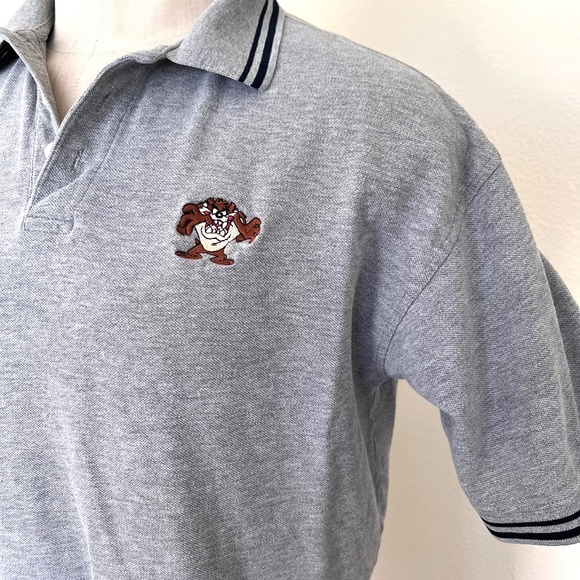 Tazmanian Devil Gray Polo Mens Shirt - Size Medium - Warner Bros - Picture 2 of 7